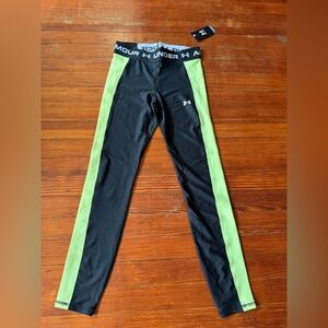 Under Armour Kids Black and Neon Green Leggings